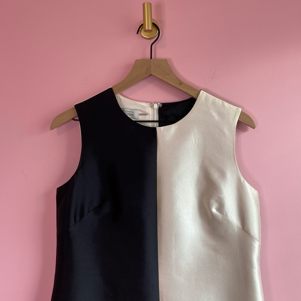 Teri Jon by Rickie Freeman Silk Colorblock Sheath Dress, 6 - Picture 3 of 10